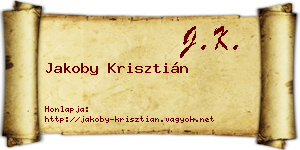 Jakoby Krisztián névjegykártya